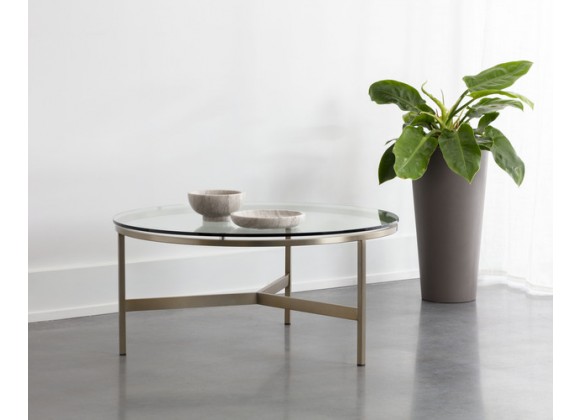 Sunpan Flato Coffee Table - Antique Brass - Lifestyle