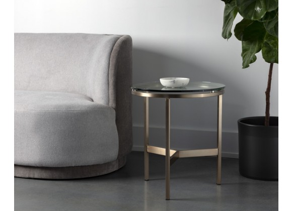 Sunpan Flato End Table - Antique Brass - Lifestyle