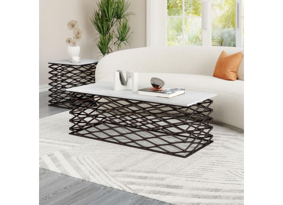 Zuo Modern Duchess Coffee Table White and Antique Bronze - Lifestyle