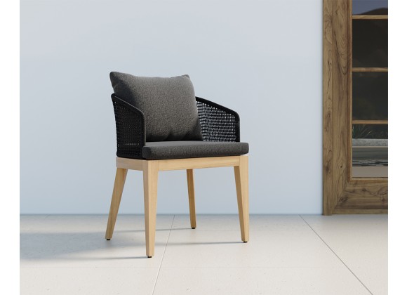 Sunpan Capri Dining Armchair In Natural And Gracebay Grey - Lifestyle