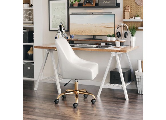 Zuo Modern Madelaine Office Chair in White and Gold - Lifesytle 1