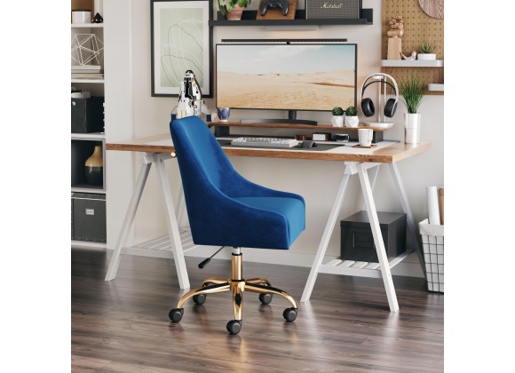 Zuo Modern Madelaine Office Chair Navy Blue and Gold - Lifestyle 2