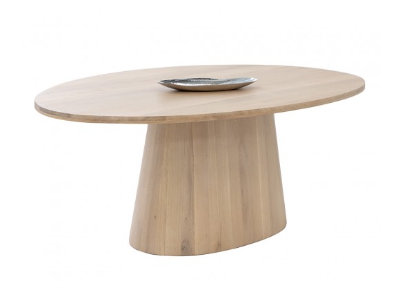 Sunpan Althea Dining Table - Oval in Light Oak - 84" - Angled with Decor