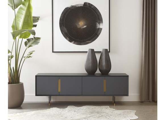 Sunpan Danbury Media Console And Cabinet In Slate Navy - Lifestyle
