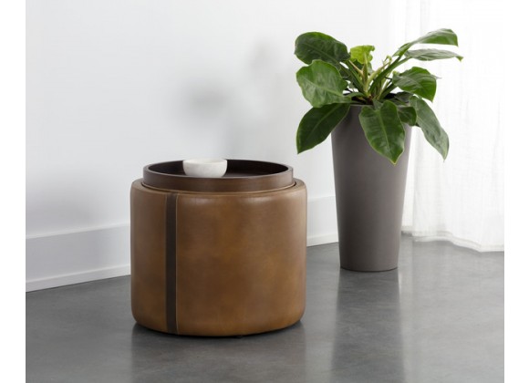 Sunpan Borelli Storage Ottoman - Tobacco Tan / Autumn Chestnut - Lifestyle