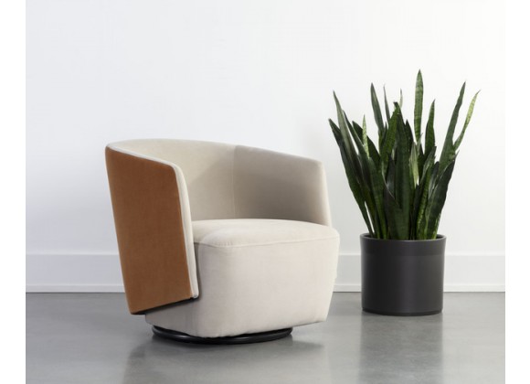 Sunpan Sarina Swivel Lounge Chair - Meg Taupe / Meg Gold