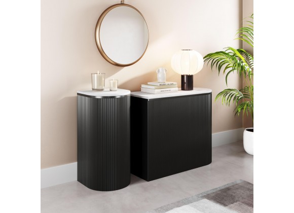 Zuo Modern Ormara Console Table Set in White and Black - Lifestyle