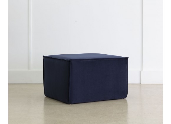 Sunpan Calista Ottoman In Abbington Navy - Angled