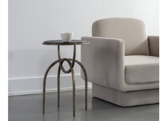 Sunpan Alicent End Table - Black Marble - Lifestyle