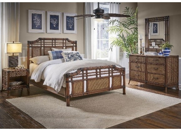 Hospitality Rattan Home Palm Cove 6-Piece Complete Queen/King Bedroom Set