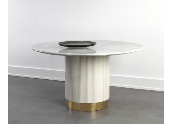 Sunpan Paloma Dining Table - Round - White Marble - 54"