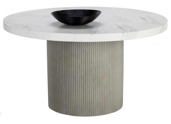 Sunpan Nicolette Dining Table Light Grey - Marble Look - 55" -1
