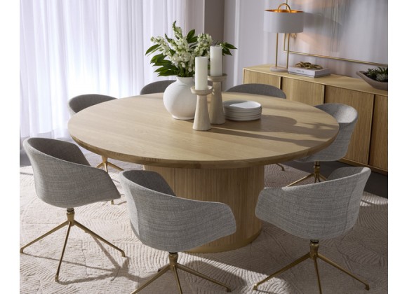 Sunpan Kalla Dining Table Round, Rustic Oak - Lifestyle