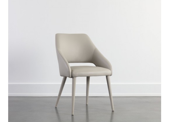 Sunpan Galen Dining Chair Linea Light Grey Leather - Front Side View
