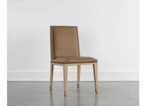 Sunpan Kalla Dining Chair - Milliken Cognac - Front Side Angle