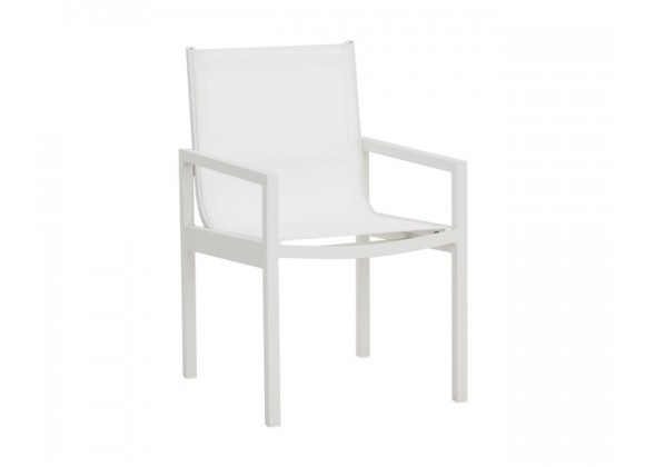 Sunpan Merano Dining Armchair White - Front Side Angle