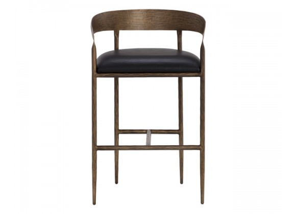 Sunpan Zanatta Barstool - Charcoal Black Leather Front