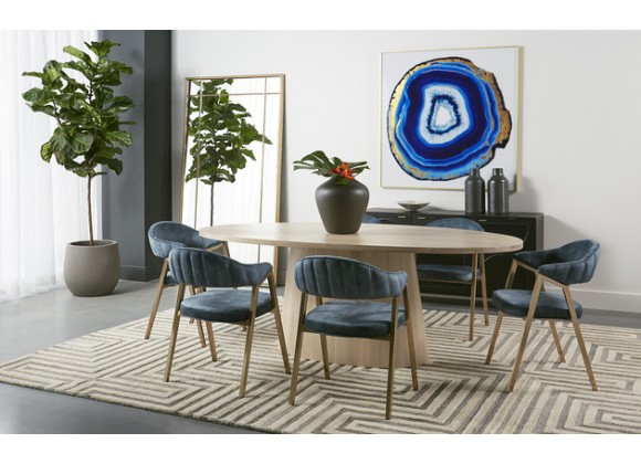Sunpan Elina Dining Table - Oval Light Oak 84" - Lifestyle