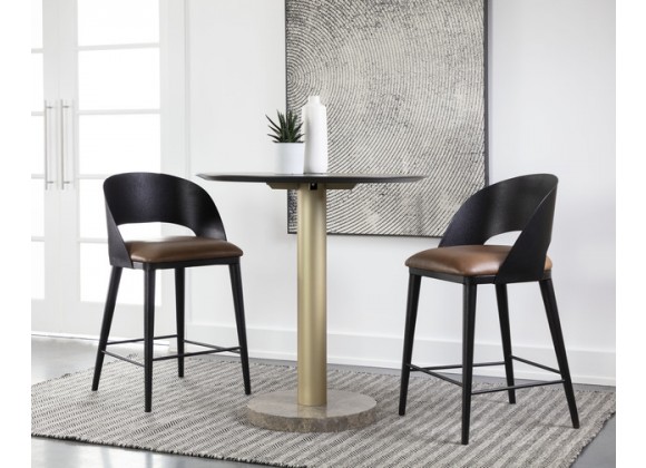 Sunpan Dezirae Counter stool Black - Cognac Leather Set