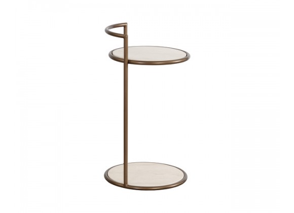 Sunpan Parga End Table Side Rustic Bronze Travertine Look