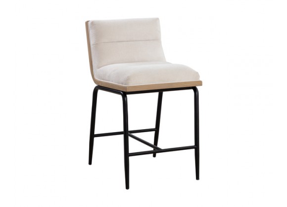 Sunpan Abilene Counter Stool - Polo Club Muslin Back - Front Side Angle