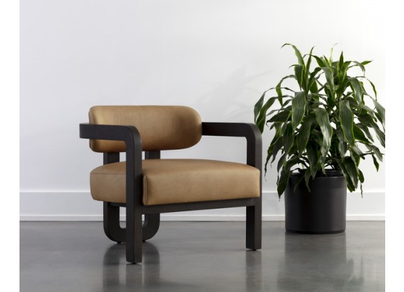 Sunpan Madrone Lounge Chair Brown - Ludlow Sesame Leather - Lifestyle