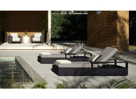 Sunpan Tavira Lounger - Lanikai Salt And Pepper