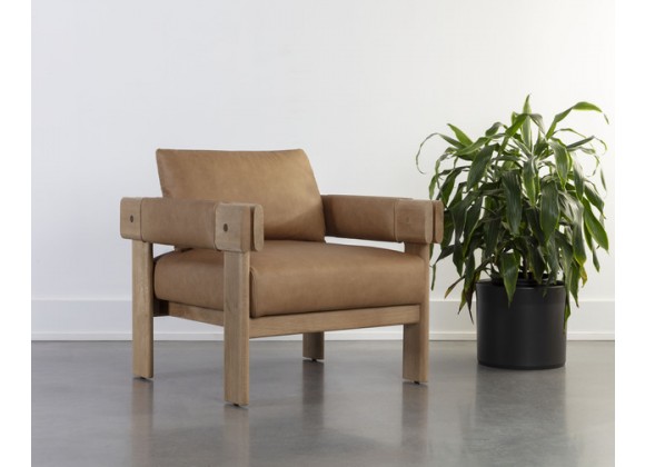 Sunpan Carmichael Lounge Chair - Ludlow Sesame Leather - Lifestyle