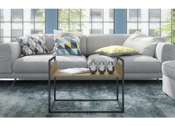 Ellis 27.76" Coffee Table in Dark Oak and Black
