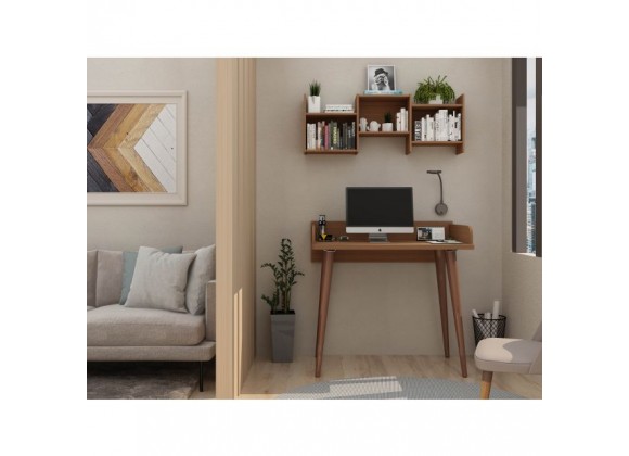 Manhattan Comfort Hampton 35.43 Home Office Desk with Solid Wood Legs 