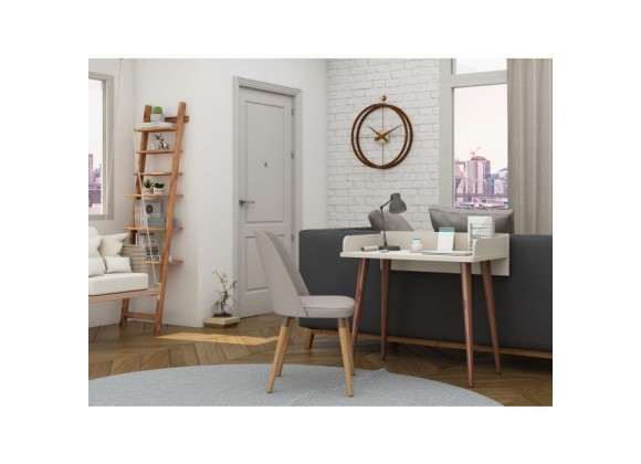 Manhattan Comfort Hampton 35.43 Home Office Desk with Solid Wood Legs in White