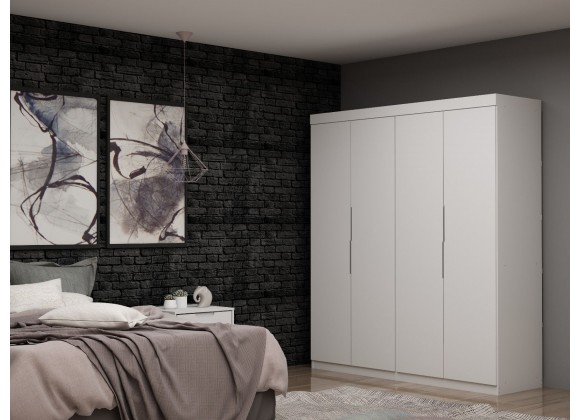 Manhattan Comfort Mulberry 2 Sectional Modern Wardrobe Closet with 4 Drawers - Set of 2 in White