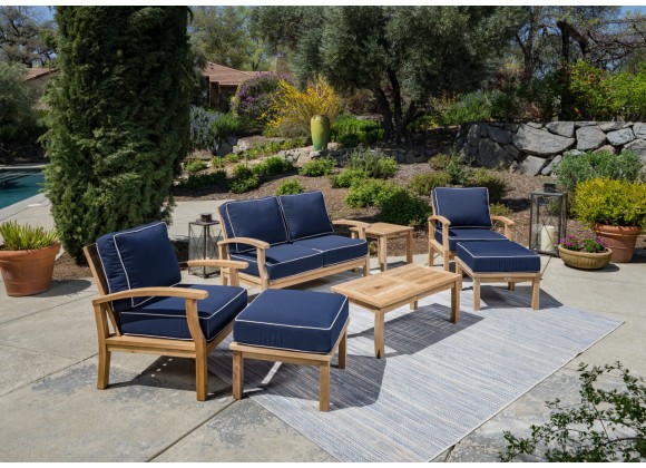Tortuga Outdoor 6pc Teak Loveseat And Coffee Table Set Navy