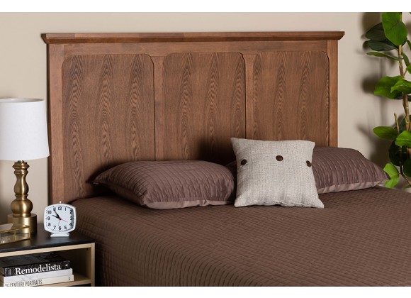 Baxton Studio Alarice Classic and Traditional Ash Walnut Finished Wood Queen Size Headboard - Lifestyle
