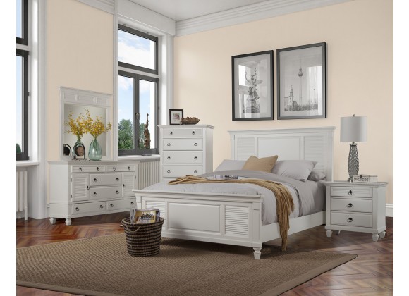 Alpine Furniture Winchester California King Shutter Panel Bed in White - Lifestyle