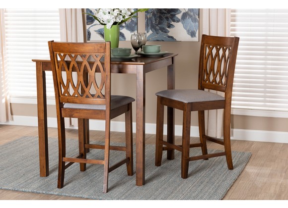 Baxton Studio Florencia Modern Grey Fabric and Walnut Brown Finished Wood Counter Stool - Set of Two - Lifdestyle