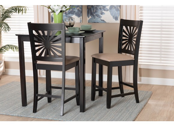 Baxton Studio Olympia Modern Beige Fabric and Espresso Brown Finished Wood Counter Stool - Set of Two - Lifestyle