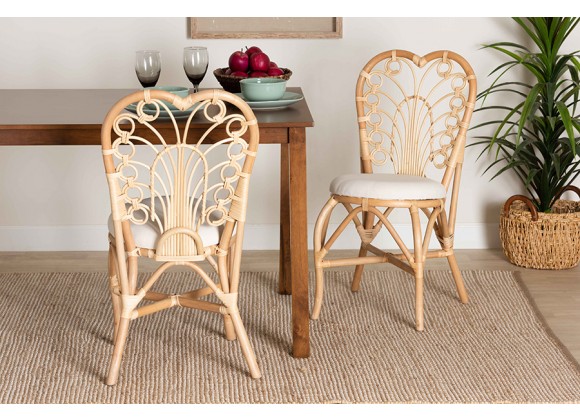 Baxton Studio Jerica Modern Bohemian Natural Brown Rattan Dining Chair - Lifestyle