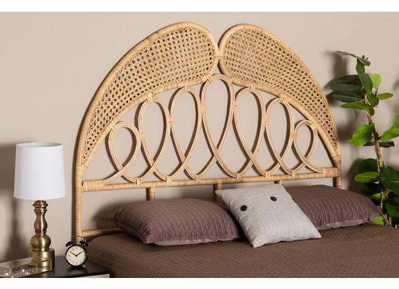 Baxton Studio Onika Modern Bohemian Natural Brown Rattan Queen Size Standalone Headboard - Lifestyle