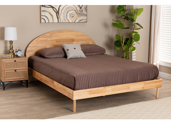 Baxton Studio Denton Japandi Natural Brown Finished Wood Queen Size Platform Bed - Lifestyle