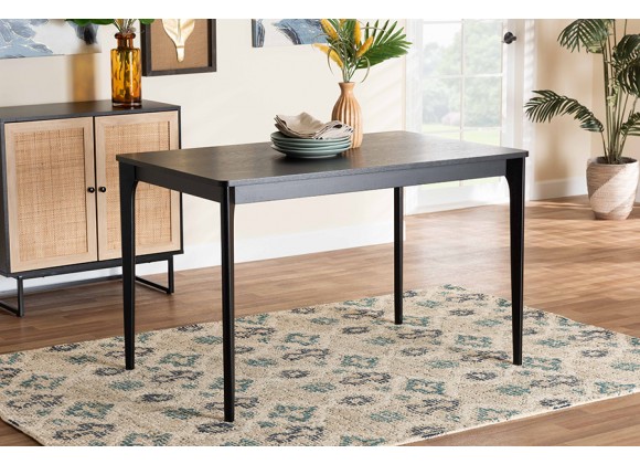 Baxton Studio Sherwin Mid-Century Modern Black Finished Wood Dining Table - Lifestyle