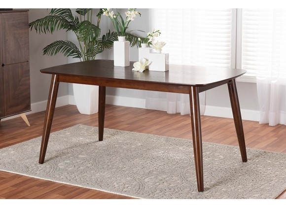 Baxton Studio Flora Mid-Century Modern Walnut Brown Finished Wood Dining Table - Lifestyle