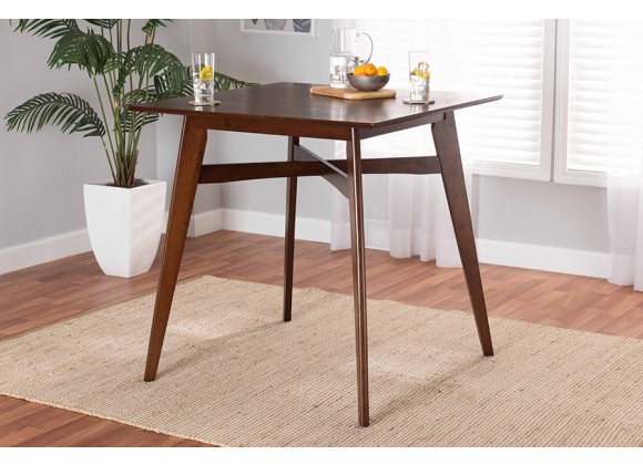 Baxton Studio Leena Mid-Century Modern Walnut Brown Finished Wood Counter Height Pub Table - Lifestyle