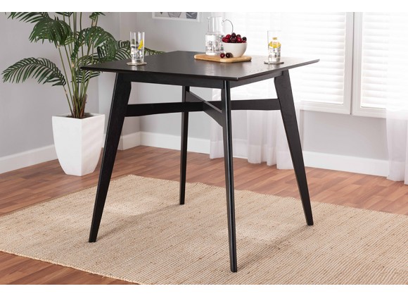 Baxton Studio Leena Mid-Century Modern Black Finished Wood Counter Height Pub Table - Lifestyle