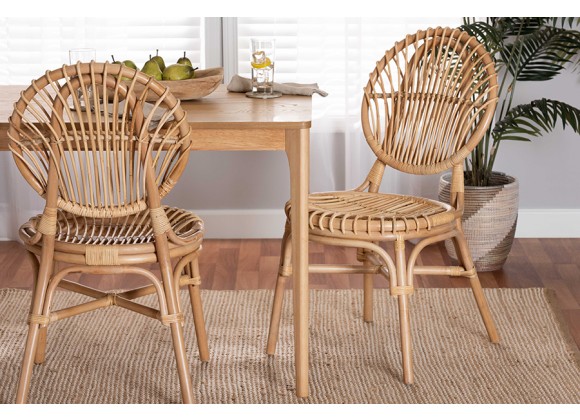 Baxton Studio Iris Modern Bohemian Natural Brown Rattan Dining Chair - Lifestyle