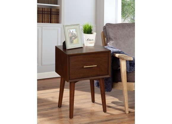 Alpine Furniture Flynn End Table, Walnut - Lifestyle