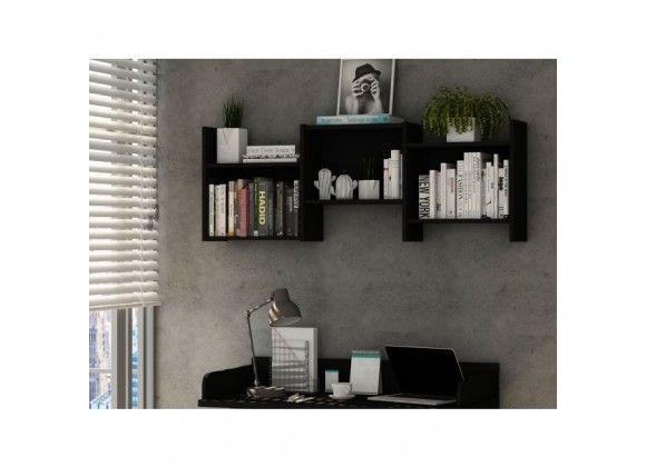 Manhattan Comfort Hampton Zig-Zag Wall Décor Shelves in Black