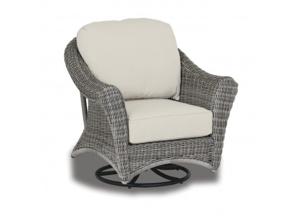 La Costa Wicker Swivel Rocking Club With Cushions In Canvas Flax With Self Welt