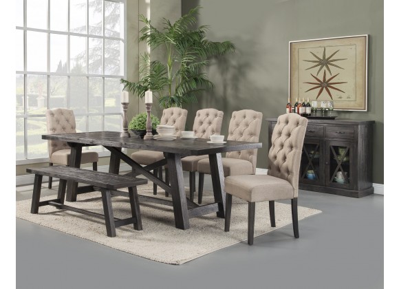Alpine Furniture Newberry Set of 2 Button Tufted Parson Chairs, Salvaged Grey - Lifestyle