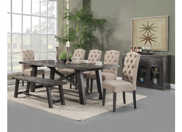 Alpine Furniture Newberry Set of 2 Button Tufted Parson Chairs in Salvaged Grey - Lifestyle